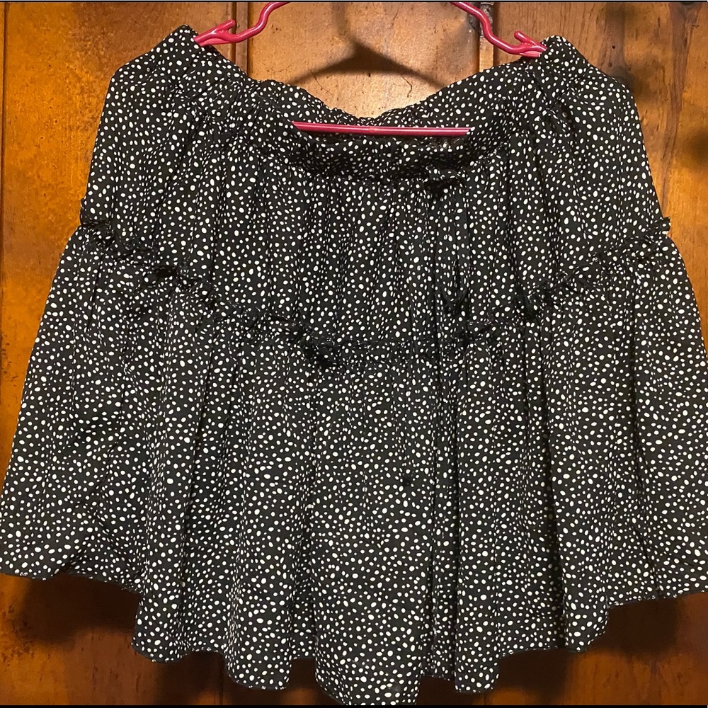 black polka dot frill skirt